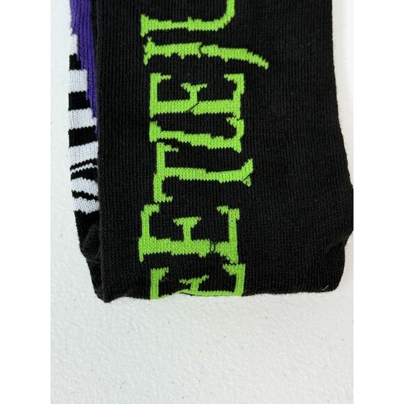 Spooky Striped Character Socks Mens 6–12 Black Purple Green Novelty Crew NWT - Picture 5 of 5